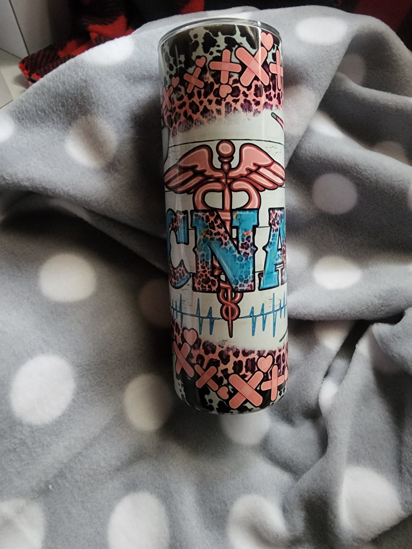 Pink/blue CNA tumbler