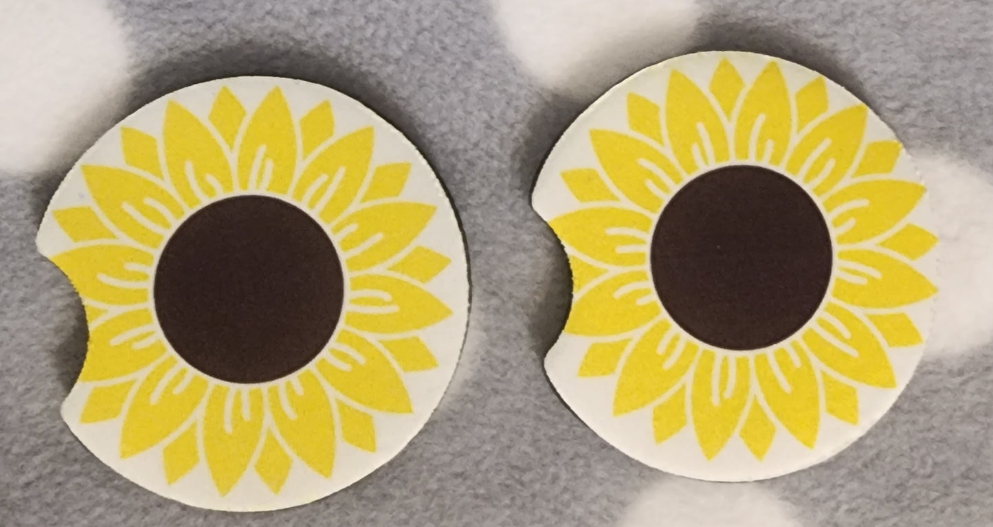 Set of 2 Sunflower Car Coasters