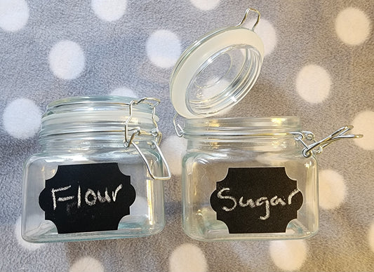 Set of (2) Storage containers with CHALKBOARD VINYL